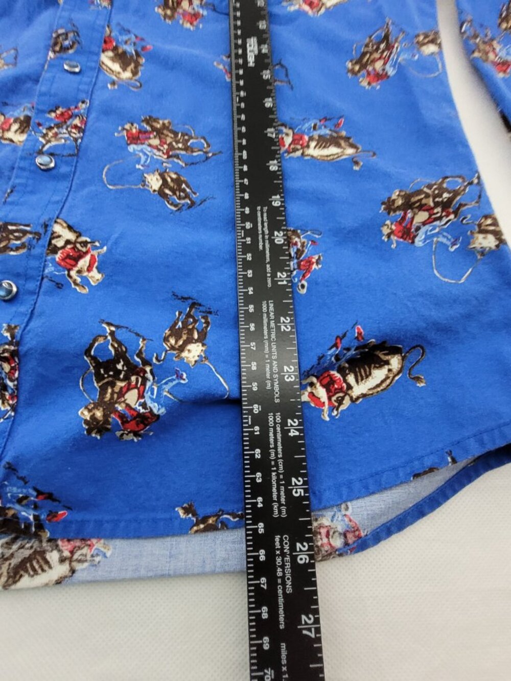 Vintage Wrangler Western Shirt Boys XL Blue Pearl Snap Cowboy Horse Roping Youth - Picture 10 of 16